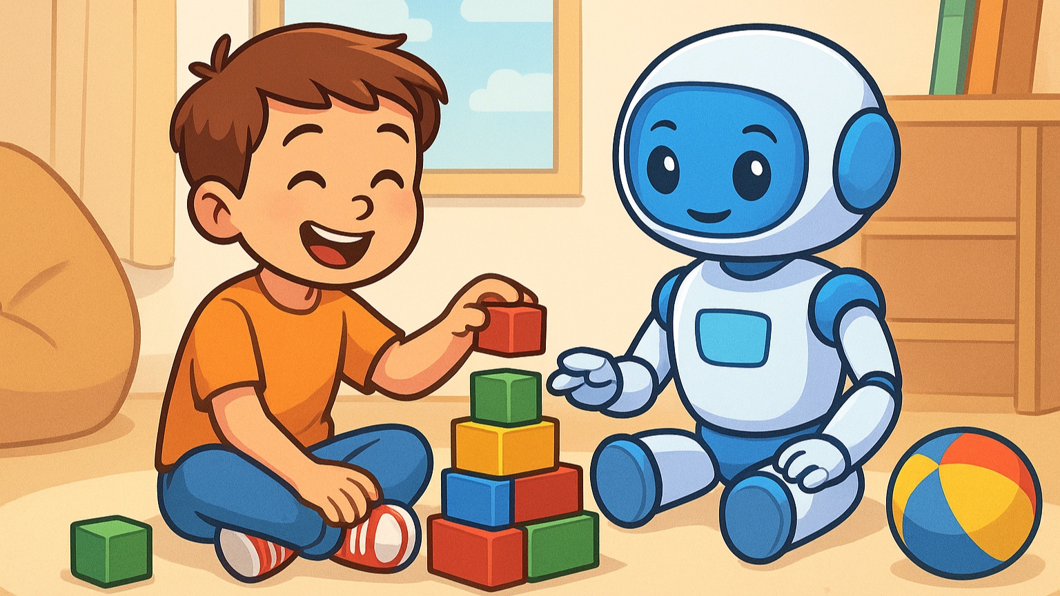 IA con un bambino (generata dall'IA)
