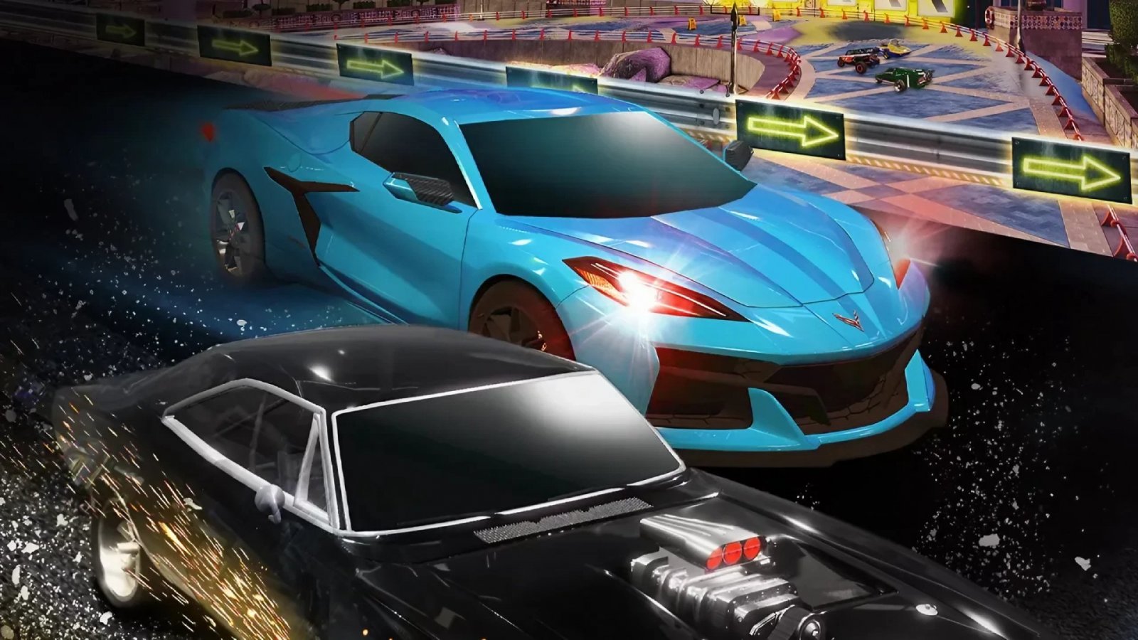 Due delle vetture di Fast & Furious: Arcade Edition