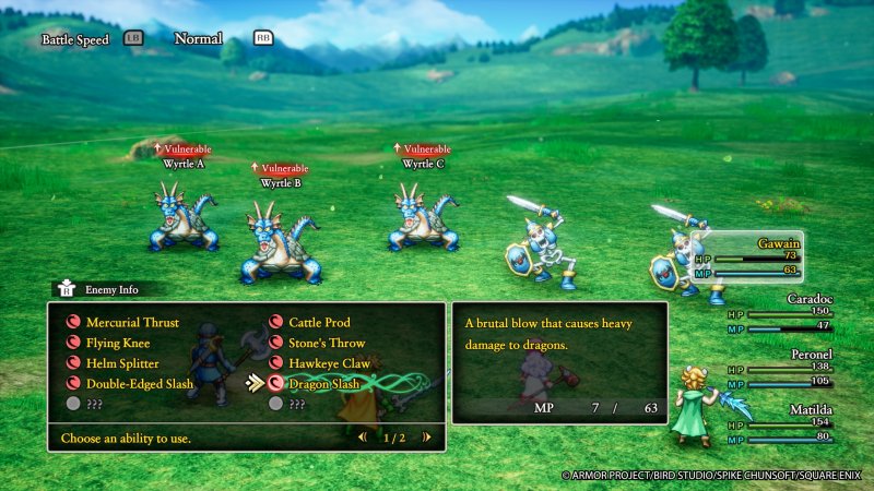 Il sistema di combattimento di Dragon Quest II è sempre quello classico ma ci sono delle piccole aggiunte Il sistema di combattimento di Dragon Quest II è sempre quello classico ma ci sono delle piccole aggiunte