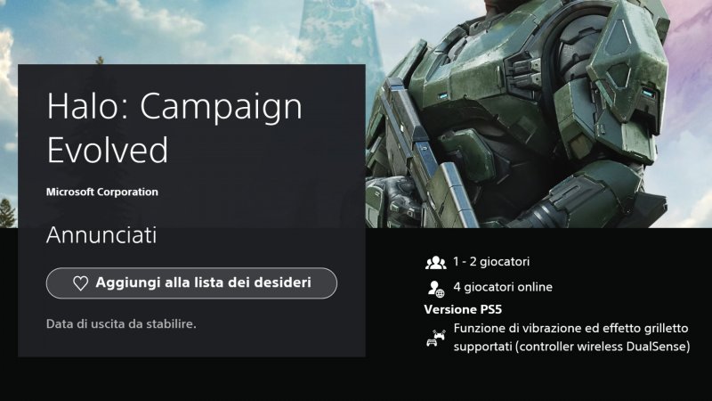 Le indicazioni su PlayStation Store per la versione PS5 di Halo: Campaign Evolved Le indicazioni su PlayStation Store per la versione PS5 di Halo: Campaign Evolved
