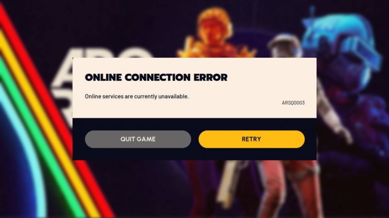 La comune schermata di errore di connessione di Arc Raiders