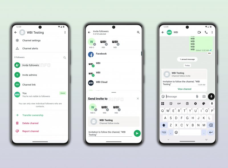 La schermata per invitare i contatti a seguire i canali La schermata per invitare i contatti a seguire i canali