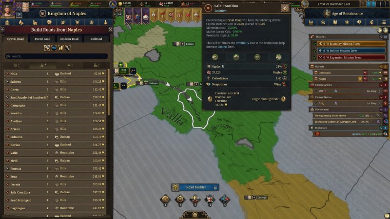 Costruire strade e ferrovie è utilissimo soprattutto per aumentare il controllo delle regioni più lontane dalla capitale