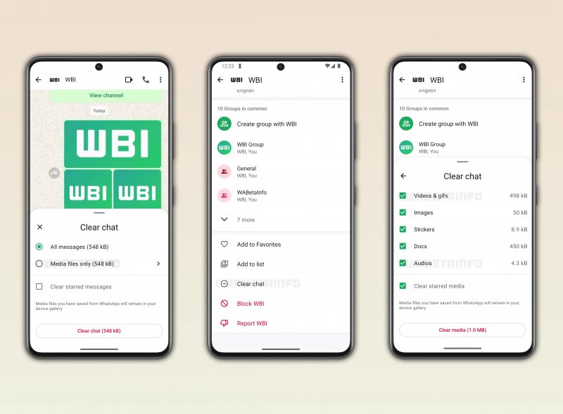 La nuova interfaccia per cancellare chat su Android (fonte: wabetainfo)