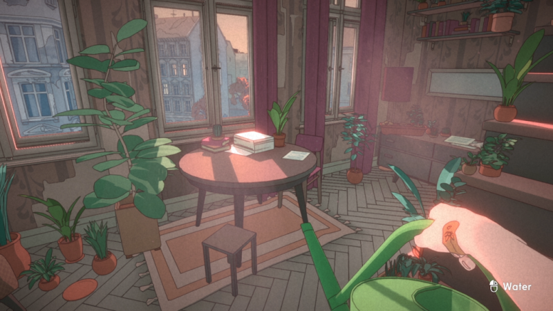 Kolja ha il pollice verde, e quindi all'inizio annaffiamo le tante piante con cui ha arredato la casa