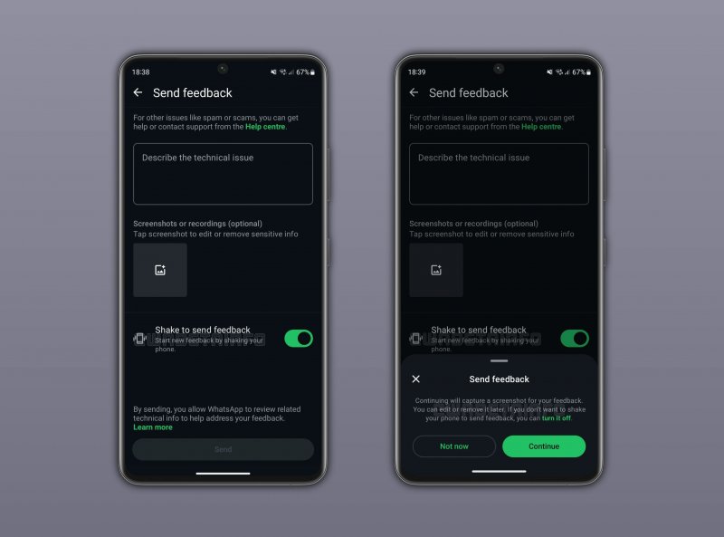 'Shake to report' | Fonte: WABetaInfo