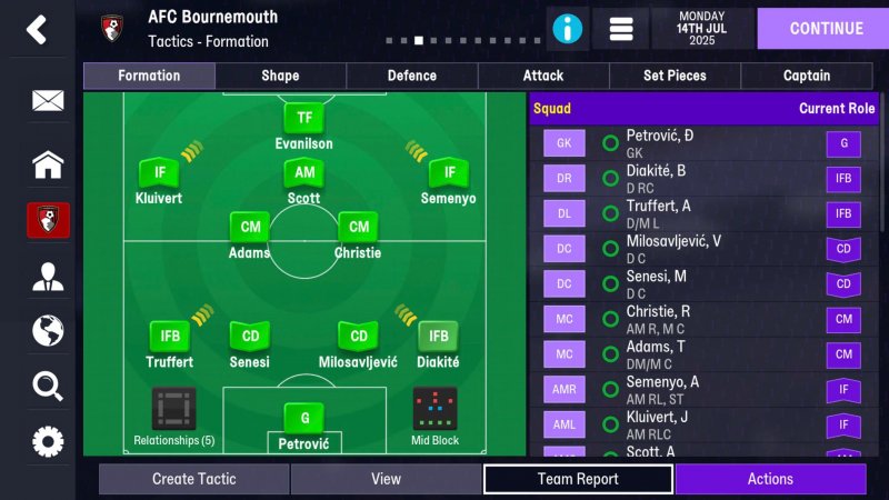 L'interfaccia di Football Manager 26 Mobile