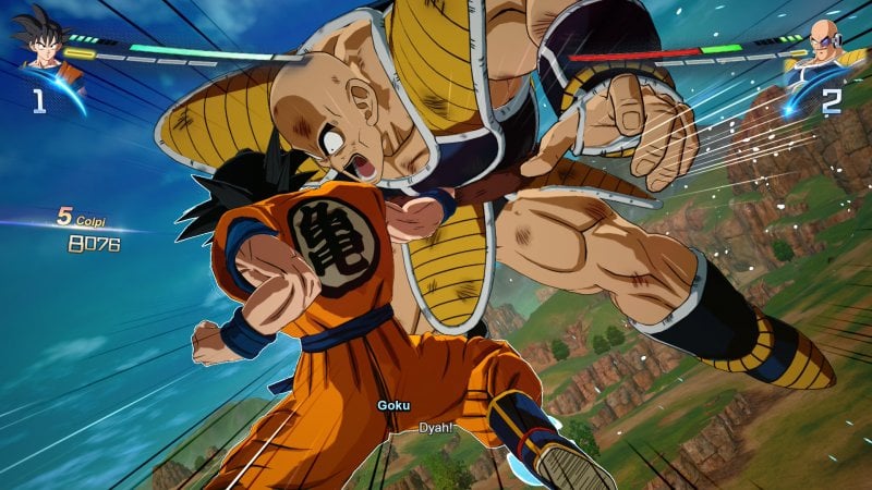 Goku contro Nappa in Goku in Dragon Ball: Sparking! Zero