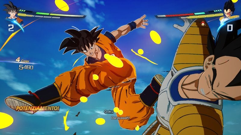 Goku affronta Vegeta insieme ai suoi amici in un Episodio Sparking! di Dragon Ball: Sparking! Zero