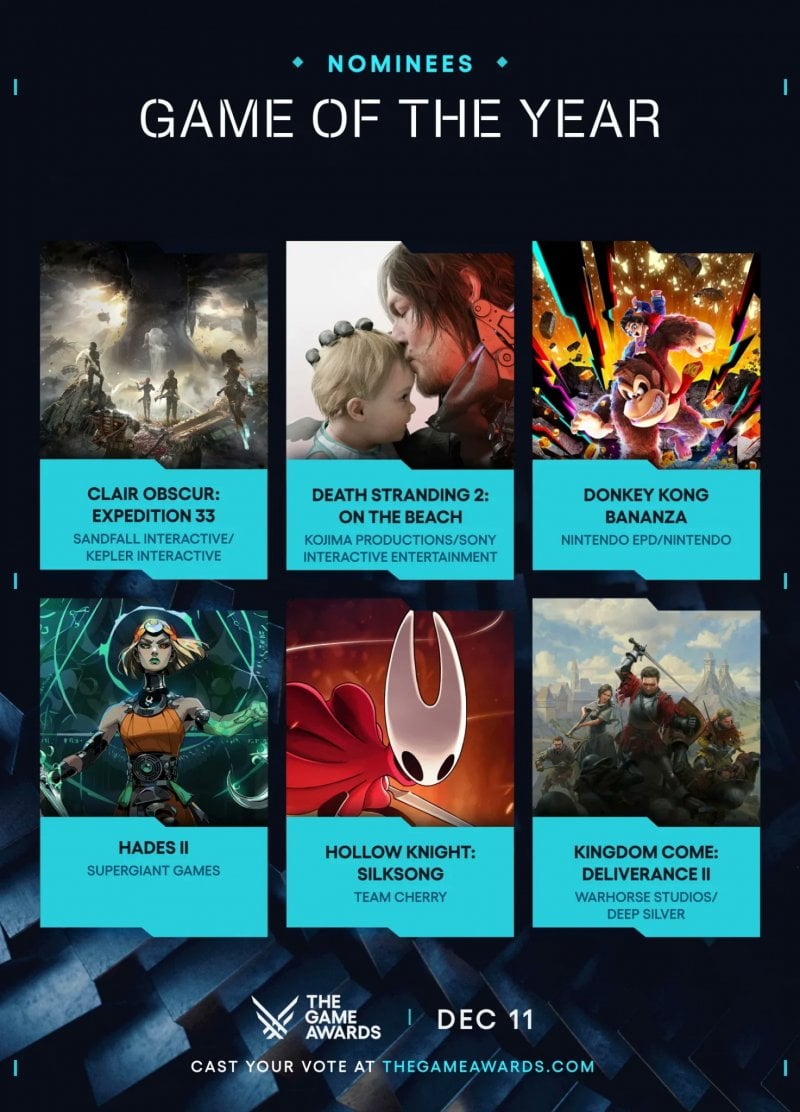 I candidati al premio di Gioco dell'anno 2025