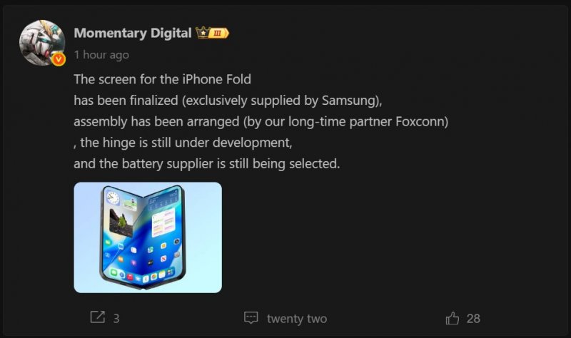 L'indiscrezione di Momentary Digital