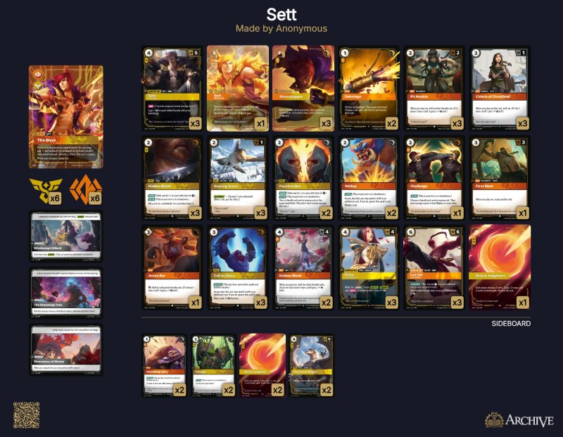 Le carte del Deck Sett