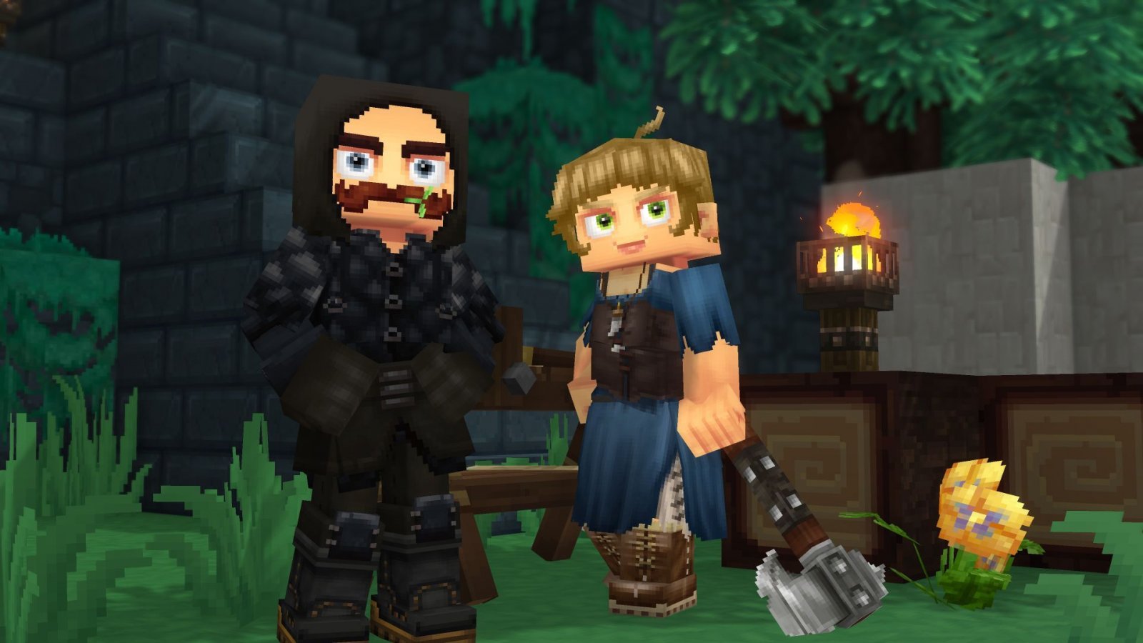 Dei personaggi di Hytale in una foresta