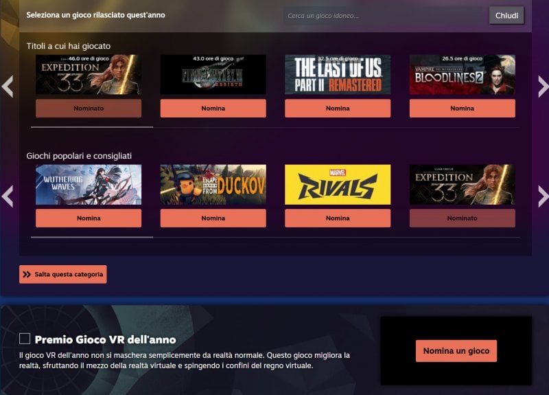 I premi di Steam di quest'anno