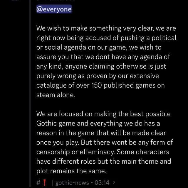 Il messaggio ufficiale