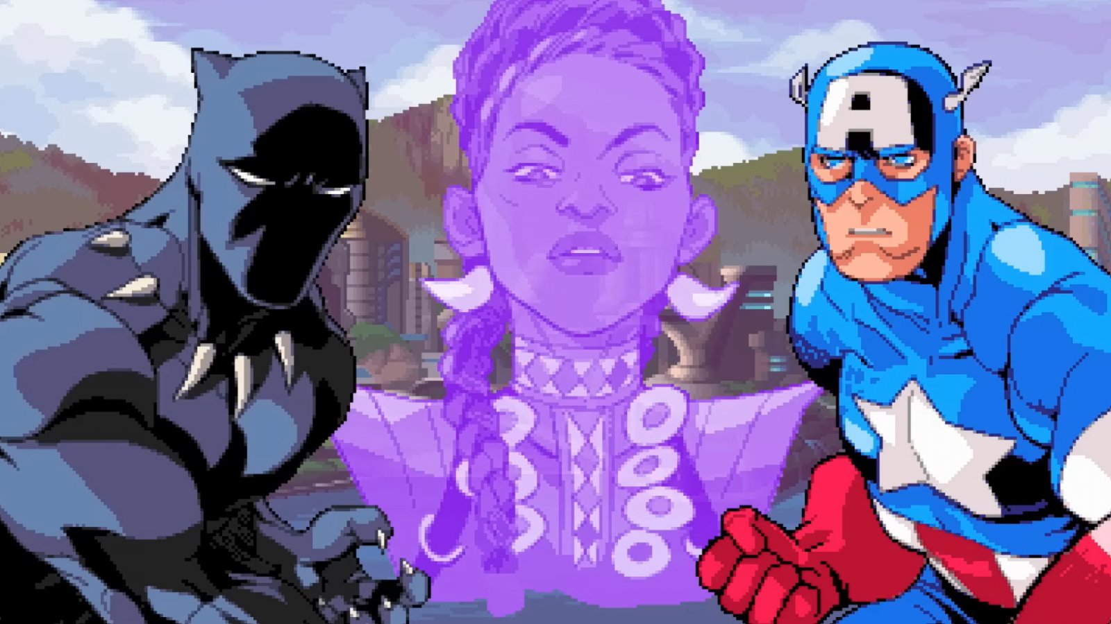 Black Panther e Captain America in una scena di Marvel Cosmic Invasion