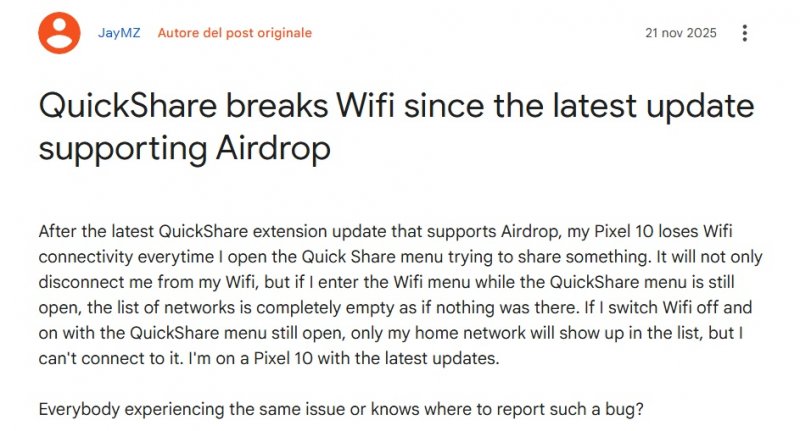 Il post di un utente