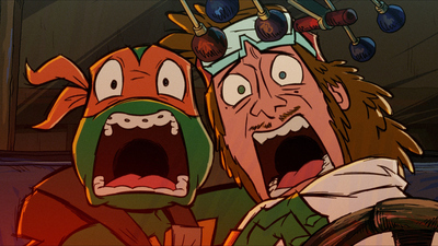 Michelangelo è protagonista di uno degli episodi meno riusciti della prima stagione de I Racconti delle Tartarughe Ninja