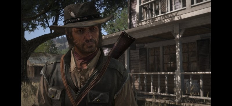 John Marston di fronte a casa di Bonnie in Red Dead Redemption
