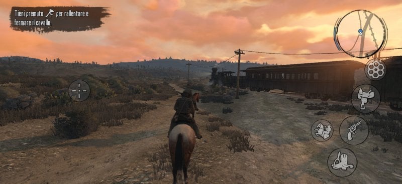 Le icone dei comandi touch nella versione mobile di Red Dead Redemption
