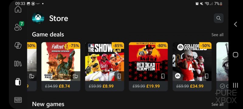 Uno screenshot pubblicato da PureXbox che mostra la funzionalità Store nell'app mobile Xbox