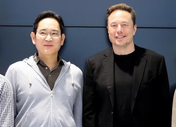Elon Musk con il presidente di Samsung, Lee Jae-yon