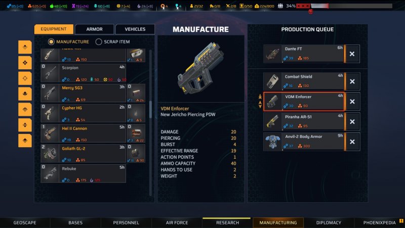 Novità anche per le armi di Phoenix Point