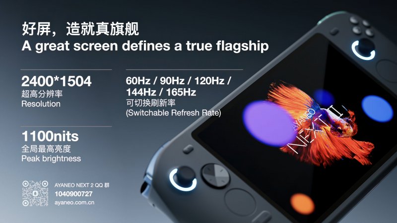 Le specifiche del display di Ayaneo Next 2