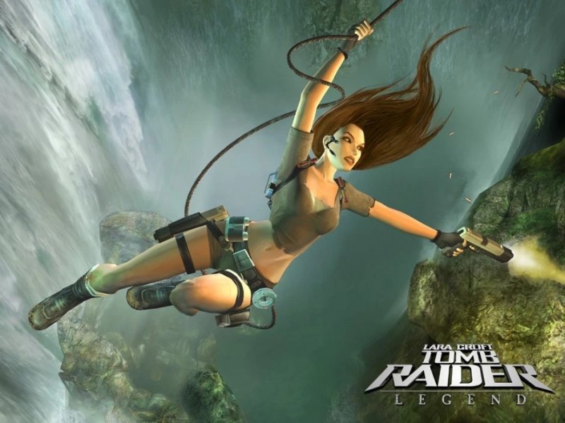 Un'immagine promozionale di Tomb Raider Legend dedicata al rampino