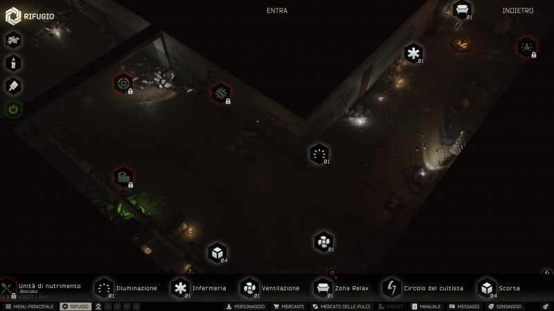 Il Rifugio, nella sua forma peggiore. Solo trovando un gran numero di oggetti renderete abitabile una stanza dopo l'altra