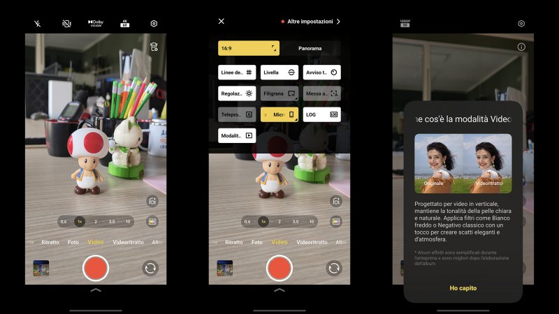 Alcune opzioni per il video, inclusa la modalità videoritratto specifica per i filmati in verticale