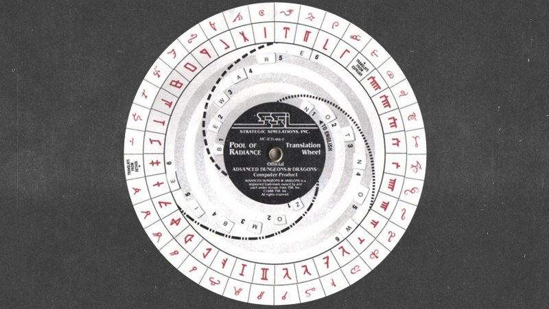La ruota della traduzione venduta assieme a Pool of Radiance
