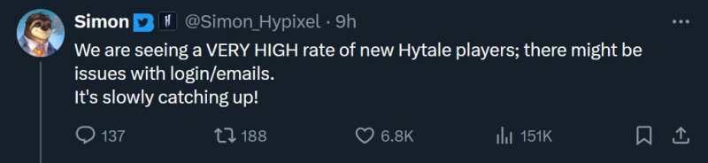 Il messaggio sui problemi dei server