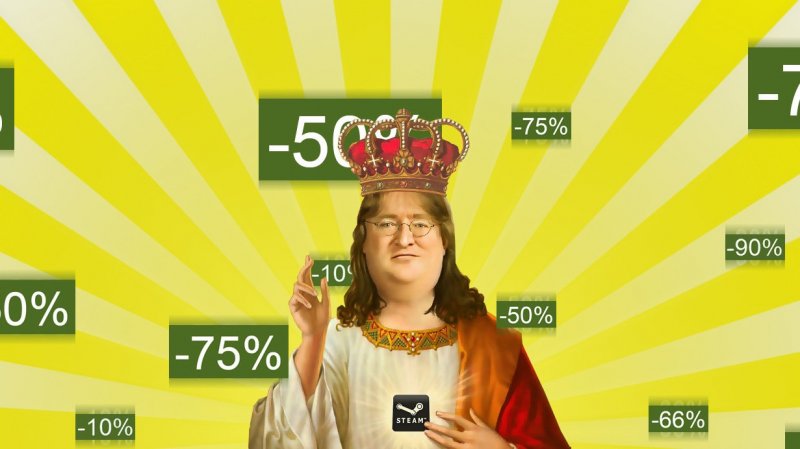 Il classico meme di Gabe Newell, santo patrono delle offerte su PC