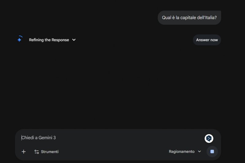 Il pulsante 'Answer now'