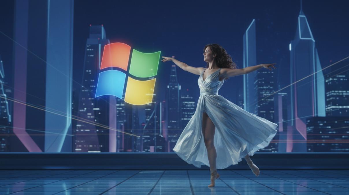 Una donna balla con il logo di Windows
