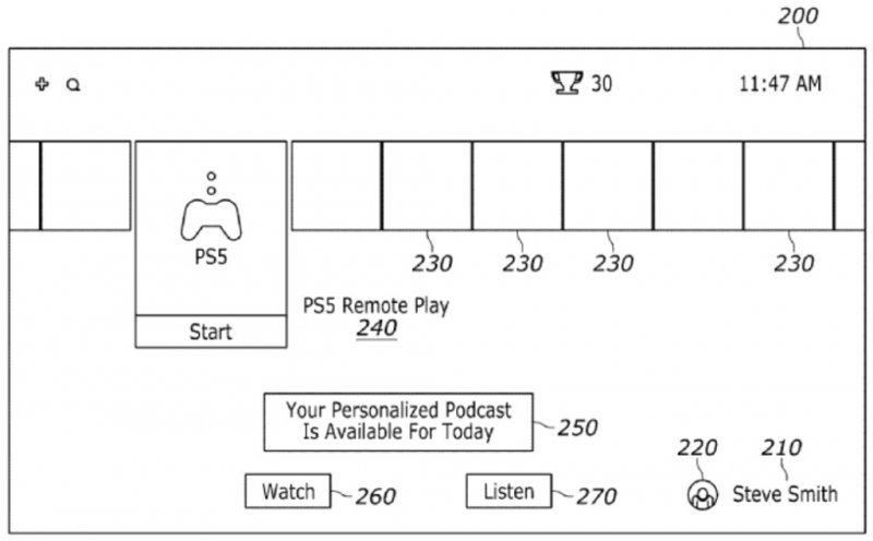 Una schermata PlayStation che mostra come sarebbe mostrato il podcast IA