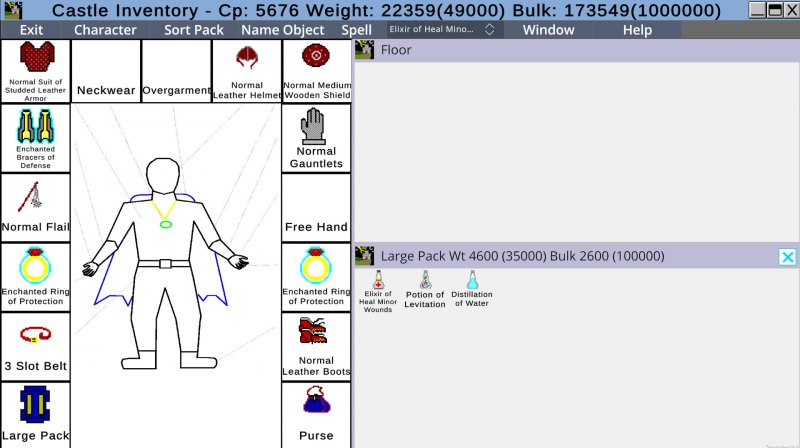 La scheda del personaggio di Castle of the Winds