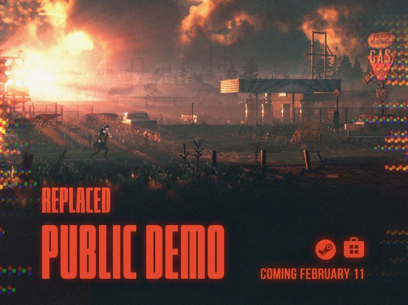 La grafica dell'annuncio della demo di Replaced