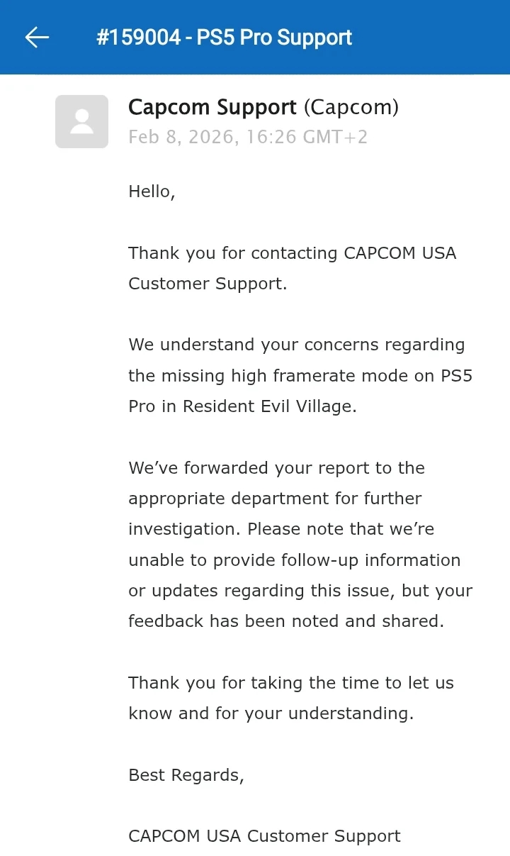 La dichiarazione di Capcom sui problemi di Residen Evil Village