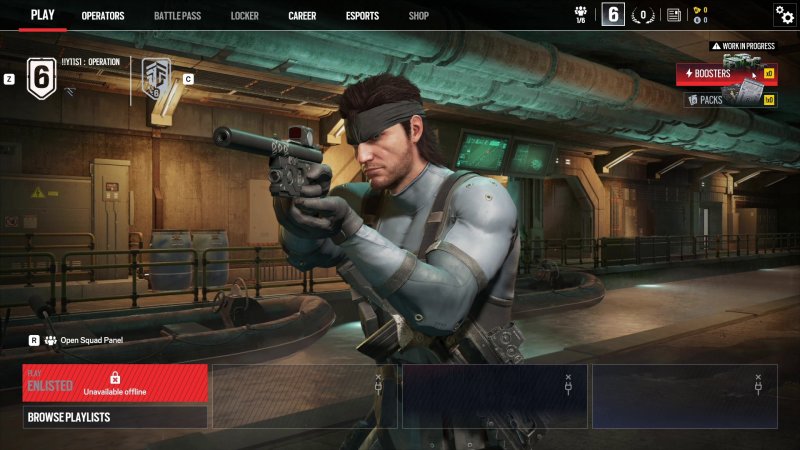 Solid Snake nel menù di Rainbow Six Siege