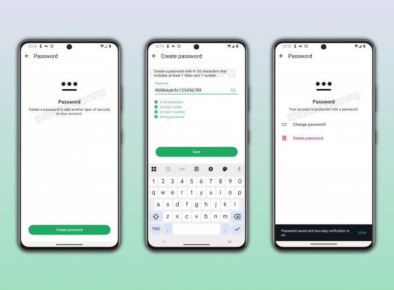 Le schermate di introduzione della password nella beta di WhatsApp (fonte: wabetainfo)