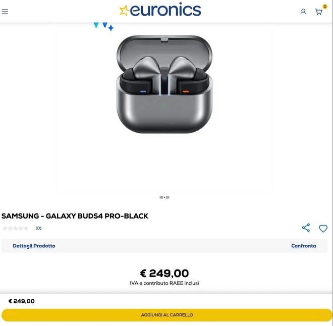 La pagina di Euronics