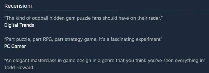 Le citazioni di Drop Duchy sulla pagina Steam