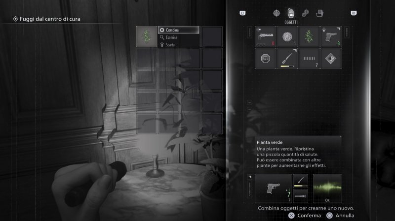 Con l'inventario pieno, si possono combinare gli oggetti per recuperare uno slot