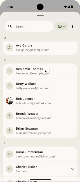 Il selettore di contatti