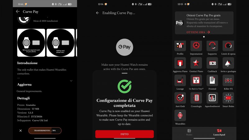 La configurazione di Curve Pay: dal download su smartwatch, alla configurazione della carta e dello smartwatch