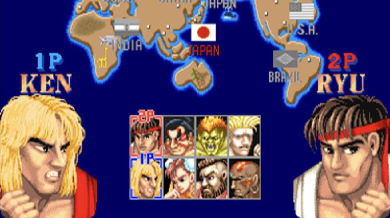 La schermata principale di Street Fighter II