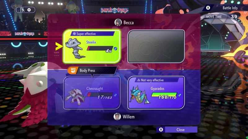 La schermata di gestione delle lotte a quattro