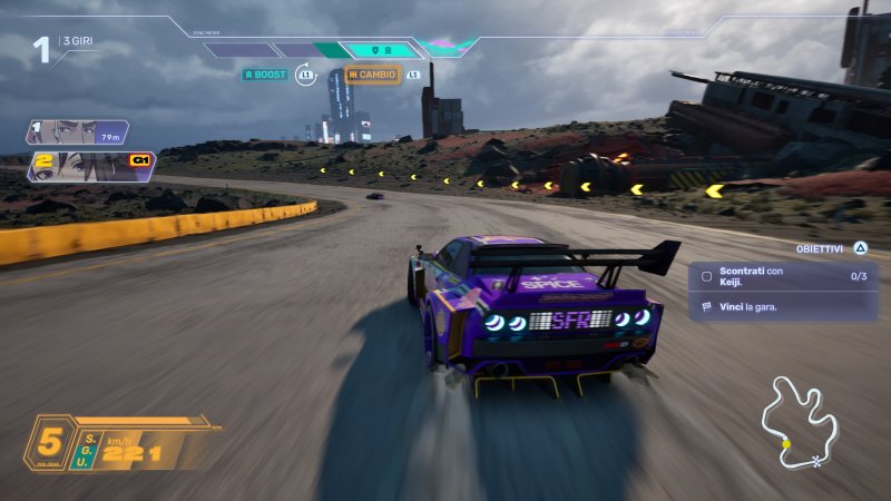 Una vettura di Screamer affronta una curva in derapata